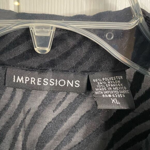 Vtg Womens Animal Print Blouse XL Black Velvet Burnout Button Up Dark Romantic - Picture 4 of 5